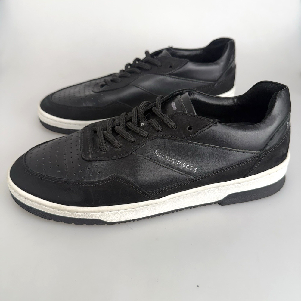 Filling Pieces Ace Spin Black Leather Sneaker Mens Size 42 Low Top Suede